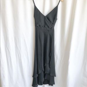 The vintage shop black v-neck midi dress